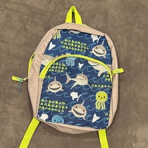 Kids Shark Print Backpack - Blue and Yellow